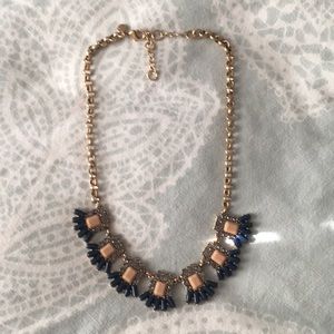 J CREW Gold, Blue, and Tan Statement Necklace